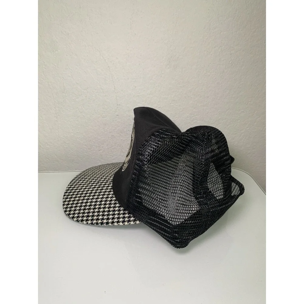 Vintage Trucker Hat Checkered Black White Texas Polygraph Investigator Snap Back